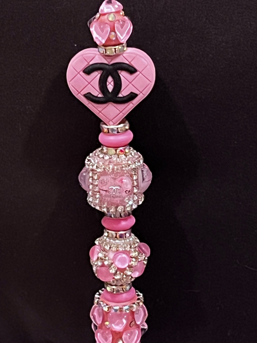 Designer inspired Pink Heart Logo silicone focal fancy Beaded pen